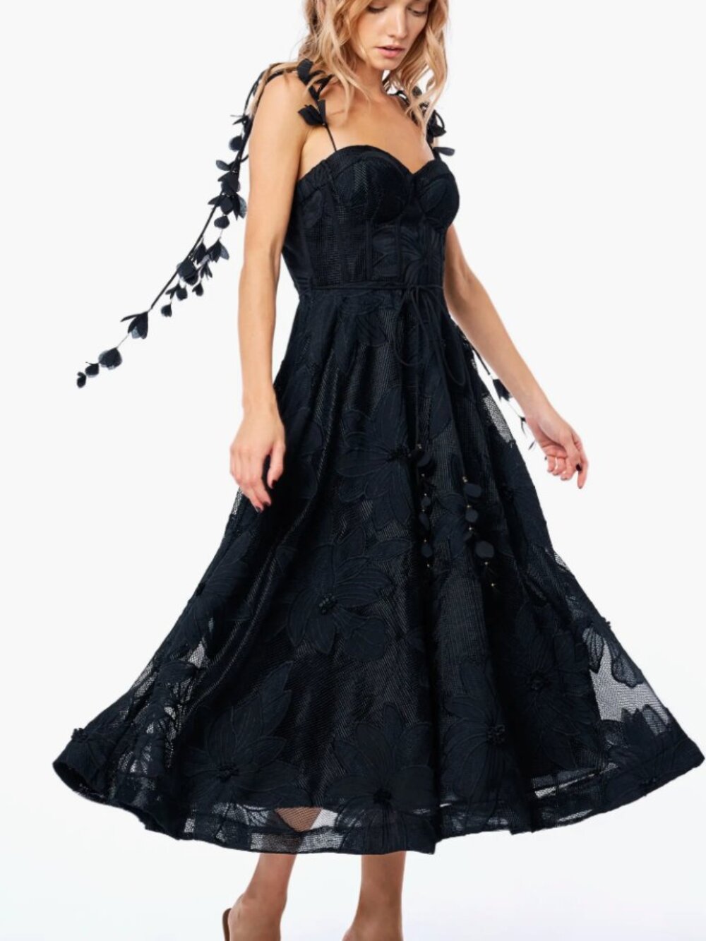 Ciebon Emilia Bustier Lace Midi Cocktail Dress